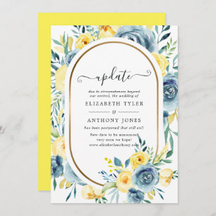 Turquoise and Yellow Floral Wedding Update Invitation