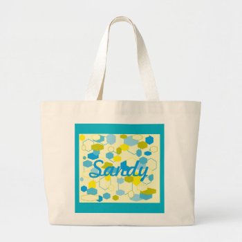 Turquoise And Yellow Large Tote Bag by KraftyKays at Zazzle