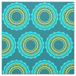 Turquoise and Yellow Sunburst on Teal Fabric