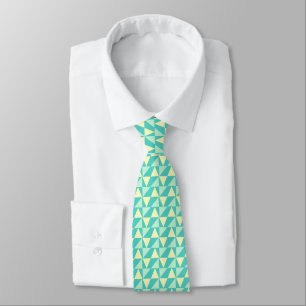 Turquoise and Yellow Triangular Shapes. Mens Neck Tie