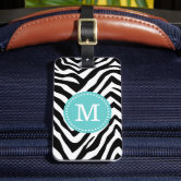 Monogram Zebra Stripe with Red Luggage Tag