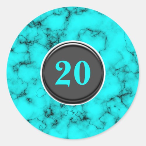 Turquoise ANY AGE western blue marble chic Classic Round Sticker