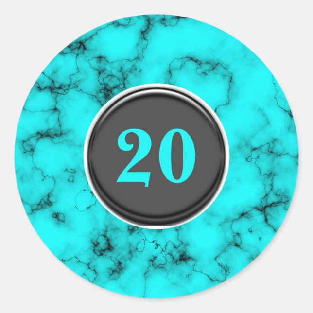 Turquoise ANY AGE western blue marble chic Classic Round Sticker (Front)