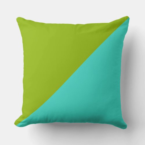 Turquoise  Apple green Solid Color Background Throw Pillow