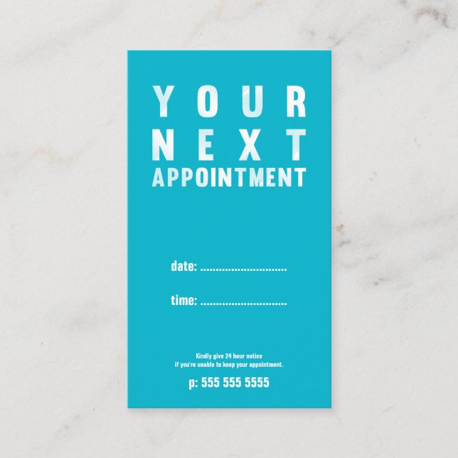 Turquoise Appointment Card (Front)