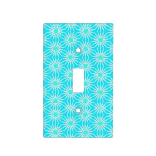 Turquoise Aqua and Gray Flowers with Cyan  Light Switch Cover