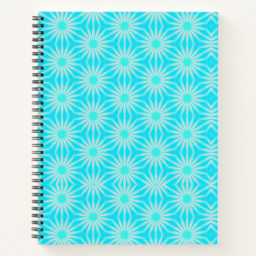 Turquoise Aqua and Gray Flowers with Cyan  Notebook