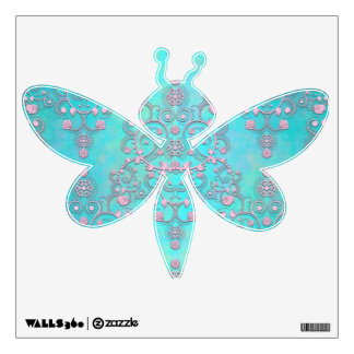 Turquoise Aqua and Pink Dragonfly Wall Decal