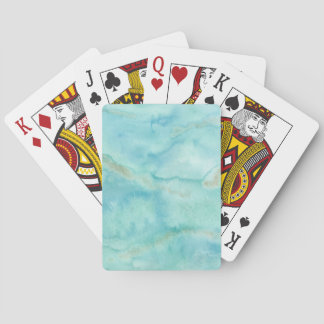 Turquoise Aqua Blue Coastal Abstract Watercolor Poker Cards
