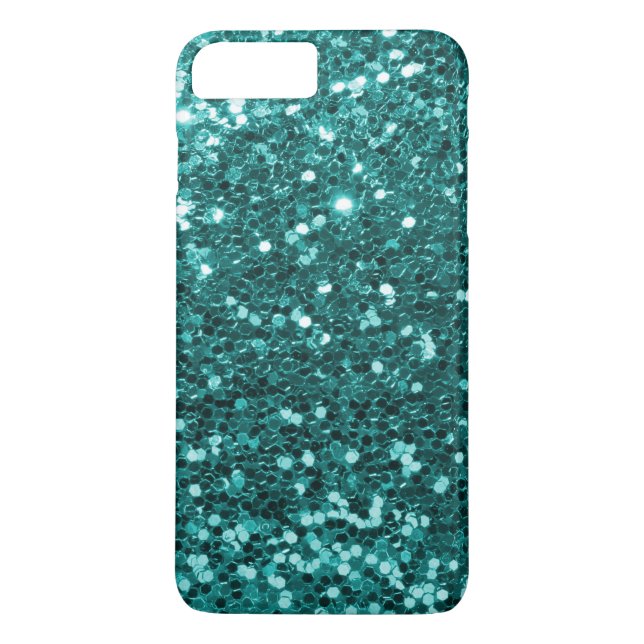 Turquoise Aqua Blue Faux Glitter Sparkle Print Case-Mate iPhone Case (Back)