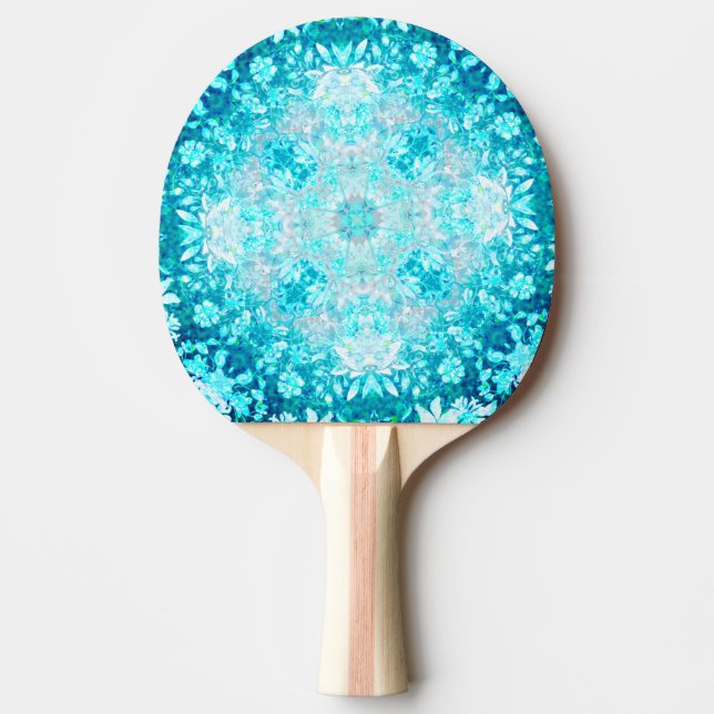 Turquoise Aqua Blue Floral Pattern  Ping Pong Paddle (Front)