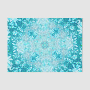 Turquoise Aqua Blue Floral Pattern Tissue Paper