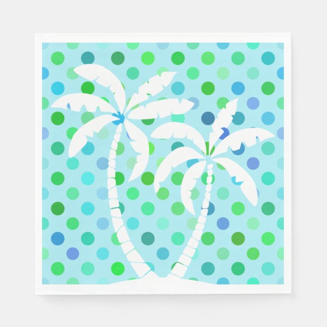 Turquoise Aqua Blue Lime Green Polkadots Pattern Paper Napkins (Front)