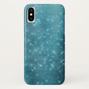 Turquoise - Aqua Blue Shimmer and Sparkle Pattern iPhone X Case