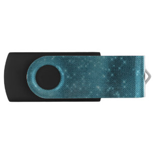 Turquoise - Aqua Blue Shimmer and Sparkle Pattern Flash Drive