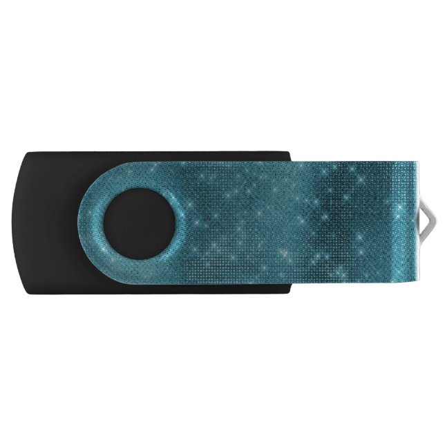 Turquoise - Aqua Blue Shimmer and Sparkle Pattern Flash Drive (Front)