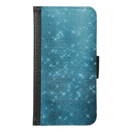 Turquoise - Aqua Blue Shimmer and Sparkle Pattern Samsung Galaxy S6 Wallet Case