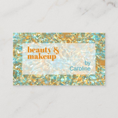 Turquoise Aqua Blue Shiny Gold Marble Art Pattern Business Card