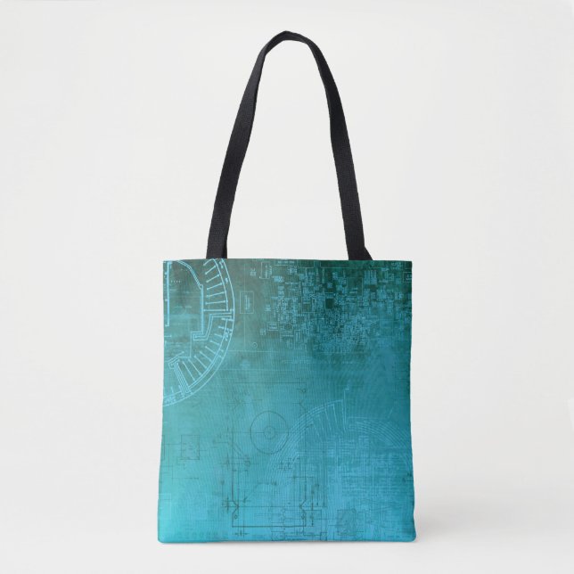 Turquoise Aqua Circuit Board computer geek nerd Tote Bag (Front)