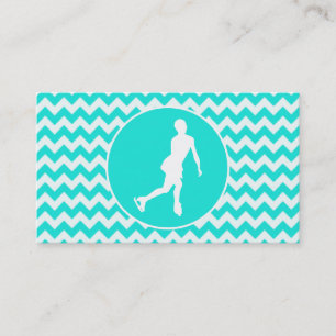 Turquoise, Aqua Color Chevron; Figure Skating Business Card
