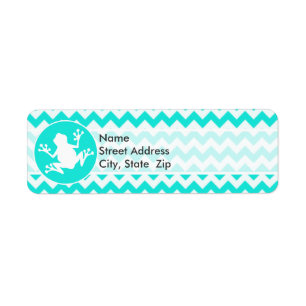 Turquoise, Aqua Color Chevron; Frog Label