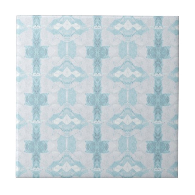 Turquoise aqua diamond geometric design  ceramic t tile (Front)