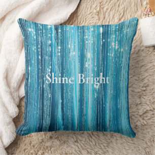 Turquoise Aqua Glam Glitter Throw Pillow