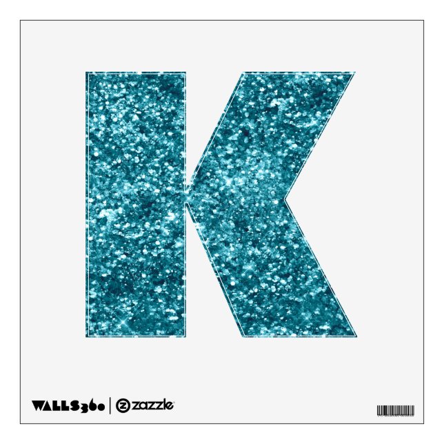 Turquoise Aqua Glitter Letter Wall Decal (Front)