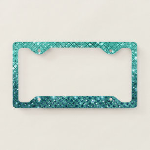 Turquoise Aqua Green Sparkle License Plate Frame