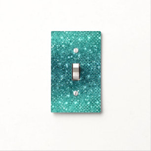 Turquoise Aqua Green Sparkle Light Switch Cover
