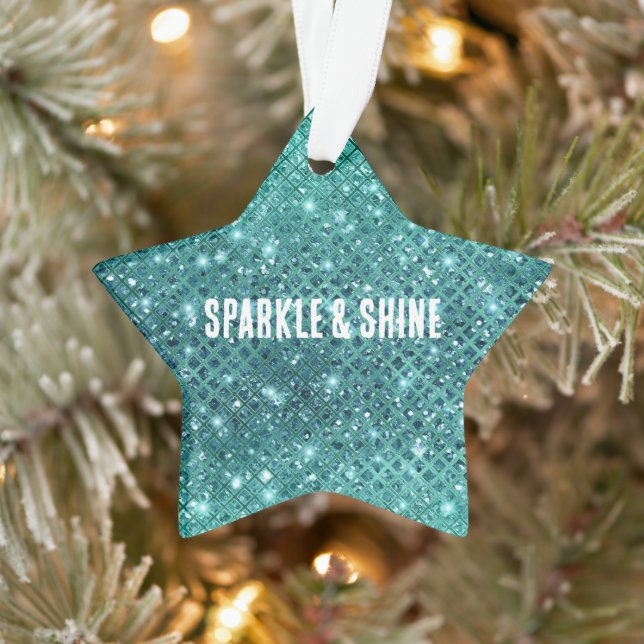 Turquoise Aqua Green Sparkle Ornament (Tree)