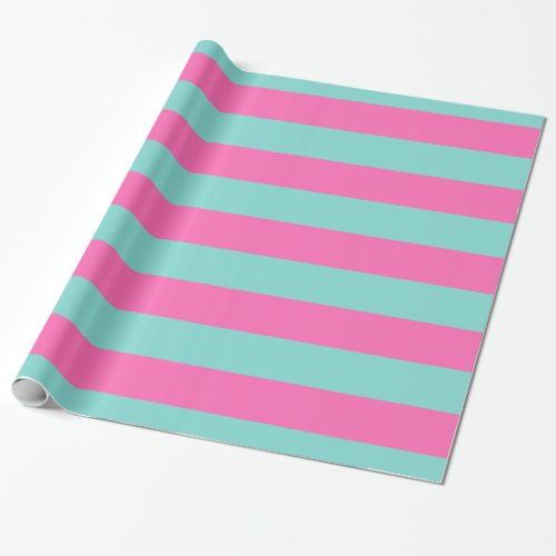 Turquoise Aqua Hot Pink 2 XL Preppy Stripe 1X Wrapping Paper