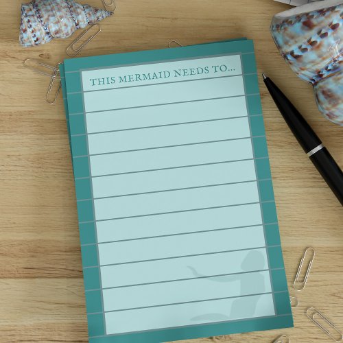 Turquoise Aqua Lined Mermaid Post it Notes