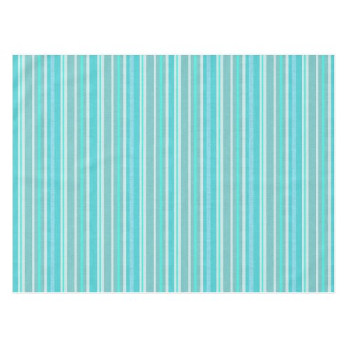 Turquoise Aqua Linen Look Striped Design Tablecloth