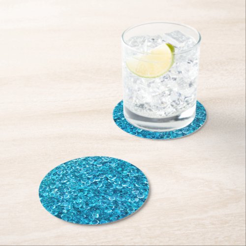 Turquoise aqua marble round paper coaster