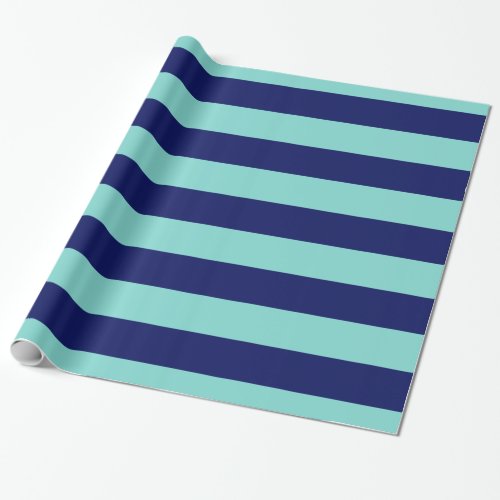 Turquoise Aqua Navy Blue XL Stripes Pattern V Wrapping Paper