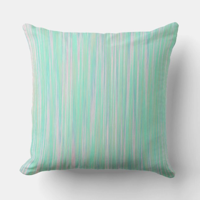 Turquoise Aqua Paint Stripes Outdoor Pillow 20x20 (Front)