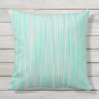 Turquoise Aqua Paint Stripes Outdoor Pillow 20x20