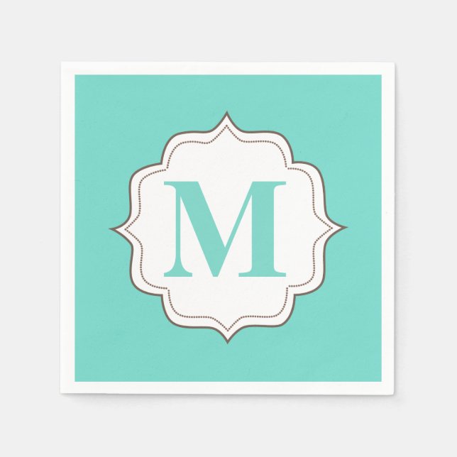 Turquoise Aqua Personalized Monogram Napkins (Front)