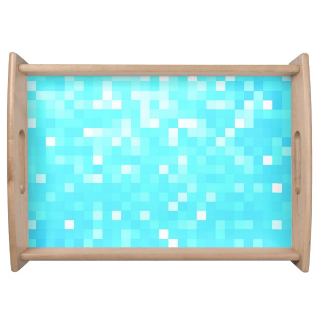 Turquoise Aqua Pixels Serving Tray (Front)