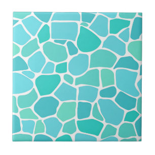 Turquoise Aqua Sea Glass Mosaic Pattern Ceramic Tile