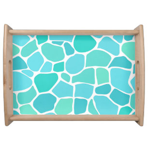 Turquoise Aqua Sea Glass Mosaic Pattern Serving Tray
