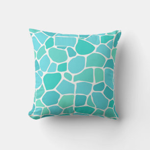 Turquoise Aqua Sea Glass Mosaic Pattern Throw Pillow