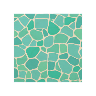 Turquoise Aqua Sea Glass Mosaic Pattern Wood Wall Art