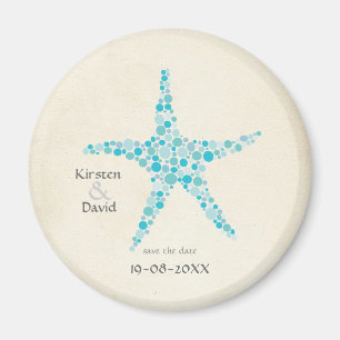 Turquoise Aqua Starfish Save the Date Favor Magnet