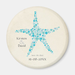 Turquoise Aqua Starfish Save the Date Favor Magnet