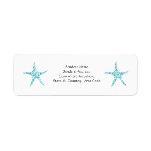 Turquoise Aqua Starfish Small Address Labels