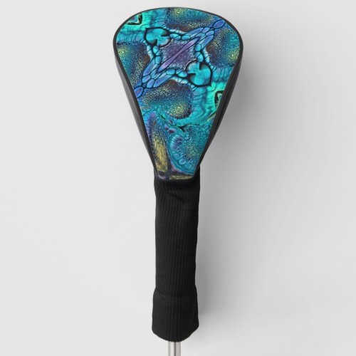 Turquoise Aqua teal blue purple gold abstract Golf Head Cover
