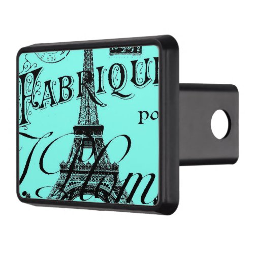 turquoise aqua teal scripts Paris Eiffel Tower Hitch Cover