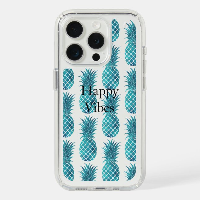 Turquoise Aqua Tropical Pineapples Speck iPhone Case (Front (White Titanium))